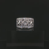 18k White Gold and 0.75cttw Diamond Vintage Floral Filigree Band Ring Size 7