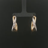 14k Yellow and White Gold 6.6g Polished Crossover Hoop Earrings 1.5"