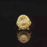 24k Pure Yellow Gold 5g Ladies Diamond Cut Fancy Ring Size 4.5