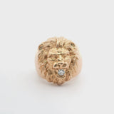 14k Rose Gold and Diamond 16.9g Solid Lion Head Ring Size 7.75