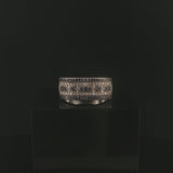 14k White Gold Blue Sapphire and Diamond Vintage Band Ring Size 8