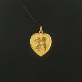 24k Pure Yellow Gold 8.8g Solid Boy and Girl Kissing Heart Charm Pendant