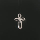 14k White Gold and 0.25cttw Diamond Fancy Cross Pendant 1"