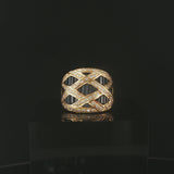 LeVian 18k Yellow Gold Blue Sapphire and 0.50cttw Diamond Solid Ring Size 6