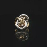 18k Yellow and White Gold 13g Diamond Interlocking Ring Italy Size 4.25