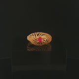 18k Yellow Gold and Pink Topaz Vintage Wire Swirl Ring Size 7.75