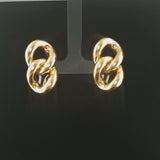 18k Yellow Gold 15g Heavy Polished Large Curb Link Stud Earrings Italy 1.25"