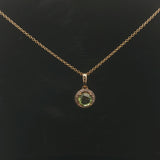 Effy 14k Yellow Gold 1ct Peridot and Diamond Halo Pendant Necklace 16" or 18"
