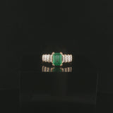 14k Yellow Gold Emerald and 0.20cttw Diamond Ladies Ring Size 8