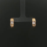 18k Yellow Gold and 0.60cttw Princess Cut Diamonds Half Hoop Earrings
