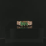 14k Yellow Gold Emerald and Diamond Vintage Band Ring Size 5.5