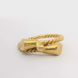 22k Yellow Gold 4g Ladies Ribbed Bypass Ring Size 5.5