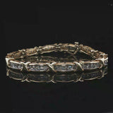 14k Yellow Gold and 2cttw Diamond Fancy X Link Bracelet 7"