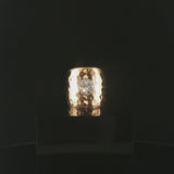 14k Yellow Gold and 1ct Diamond Solid Hammered Cigar Band Ring Size 6
