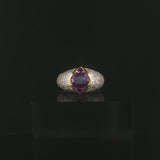 14k Yellow Gold Amethyst Pink Sapphire and Diamond Ladies Ring Size 7