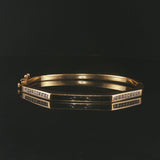 14k Yellow Gold Onyx Inlay and 0.40cttw Diamond Solid Bangle Bracelet 6.75"