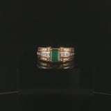 Effy 14k Yellow Gold Emerald and Diamond 9g Solid Ring Size 7