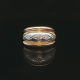 14k Yellow and White Gold Diamond Vintage 7.9g Band Ring Size 6.75