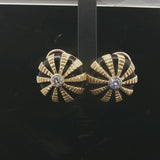 18k Yellow Gold Black Enamel and 0.60cttw Diamond Heavy Button Stud Earrings