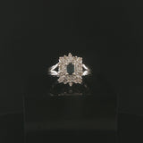14k White Gold Blue Sapphire and Diamond Vintage Ring Size 6.75