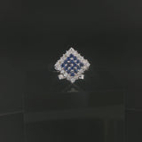 18k White Gold Blue Sapphire and 0.50cttw Diamond Ring Size Italy 7.5