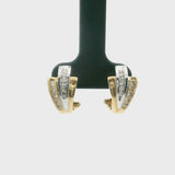 14k Yellow and White Gold Two Tone Diamond Huggie Earrings