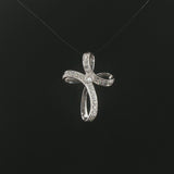 14k White Gold and 0.30cttw Diamond Fancy Vintage Cross Pendant 1.25"