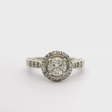 14k White Gold Vintage 0.71ct Round Cut Halo Diamond Engagement Ring Size 5