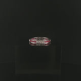 Beverly K 18k White Gold 0.45cttw Diamond and Ruby Milgrain Band Ring Size 6.5