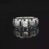 14k White Gold and Princess Cut Diamond Men's Band Ring Size 10