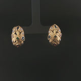 14k Yellow Gold Multi Gemstone and Diamond Huggie Earrings