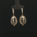 Temple St. Clair 18k Yellow Gold Diamond and Rock Crystal Dangle Earrings 1.4"
