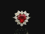 14k White Gold Heart Cut Ruby and 0.50cttw Diamond Halo Ring Size 6.25
