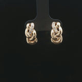 18k Yellow Gold and Diamond 4.2g Braided Huggie Clip On Earrings