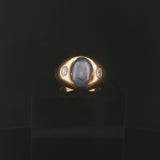 18k Yellow Gold Star Sapphire and 0.50cttw VS Diamond Vintage Ring Size 9.25