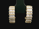 14k Yellow Gold and 1cttw Round and Baguette Diamond Huggie Earrings