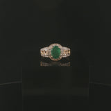 14k Yellow and White Gold Emerald and Diamond Ladies Fancy Ring Size 9