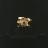 18k Yellow Gold Emerald and Diamond Flex Bypass Ring Italy Size 7