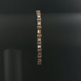 14k Two Tone Gold and 4cttw Round and Baguette Diamond Solid Link Bracelet 7.5"