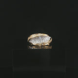 14k Yellow and White Gold 0.25cttw Pave Diamond Fancy Band Ring Size 7