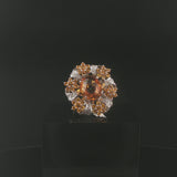 18k White Gold Citrine and Diamond Large Halo Ring Size 7