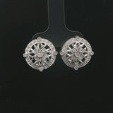 18k White Gold and 0.42cttw Diamond Vintage Filigree Stud Earrings