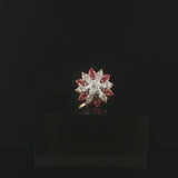14k Yellow Gold Ruby and Diamond Ladies Vintage Cluster Ring Size 6.5