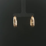 14k Yellow Gold 5.9g Hollow Faceted Hammered Hoop Earrings Italy 1"