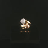 18k Yellow White and Rose Gold 0.30cttw Pave Diamond Bypass Heart Ring Size 4