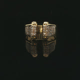 18k Yellow Gold and Diamond Open Flex Band Ring Italy Size 8