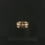 18k Yellow Gold and Diamond Solid Vintage Band Ring Size 8.5