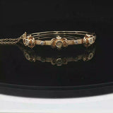 14k Yellow Gold and Diamond 16.3g Solid Vintage Bangle Bracelet 6.5"