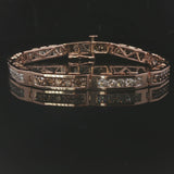 14k Rose Gold and 5cttw Champagne and White Diamond Bar Link Bracelet 6.5"