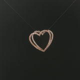 14k Rose and White Gold and 0.40cttw Diamond Two Heart Pendant